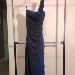 Blue long prom dress